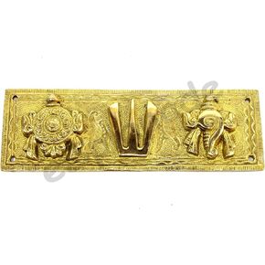 eSplanade Brass Shankh Chakra Namah Showpiece | Shankha Chakra Tilak | Shankha Gada Padma | Padmanabha Swami | Vishnu | Home Decor (10 Inches)