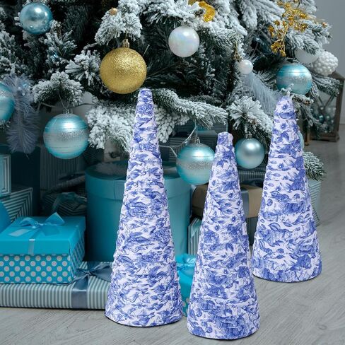3 Pcs Patriotic Table Decorations 4th of July Cone Trees Red White Blue Velvet Cone Tree American Flag Tabletop Ornament for Memorial Independence Day Table Centerpieces Tiered Tray Gifts in Saudi Arabia