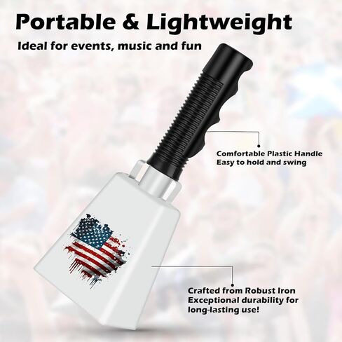Cow Bell, Cow Bells Noise Makers, Cow Bells for Sporting Events to Make Big Noise, Cowbell with Handle for Football Games, Graduation, Party, school, Farm, Percussion Music(Flag,1 Pcs) in Saudi Arabia
