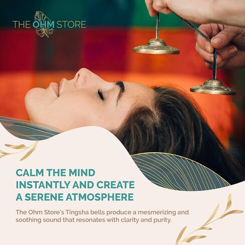 Ohm Store أجراس مانترا تينغشا التبتية مع حافظة زرقاء - إكسسوار تأمل مصنوع يدويًا لليقظة واليوجا وشفاء الصوت in Kuwait