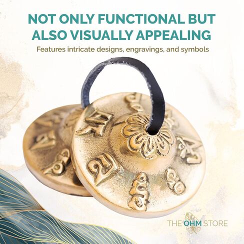 Ohm Store أجراس مانترا تينغشا التبتية مع حافظة زرقاء - إكسسوار تأمل مصنوع يدويًا لليقظة واليوجا وشفاء الصوت in Kuwait
