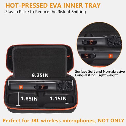 Wireless Microphone Case Compatible with JBL Wireless Two Microphone System, Dual Wireless Microphone Case for Party Box, Singing Karaoke for JBL Mic, Receiver, Adapter, AA Batteries-Orange (Box Only) in Saudi Arabia