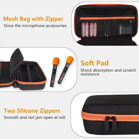 Wireless Microphone Case Compatible with JBL Wireless Two Microphone System, Dual Wireless Microphone Case for Party Box, Singing Karaoke for JBL Mic, Receiver, Adapter, AA Batteries-Orange (Box Only) in Saudi Arabia