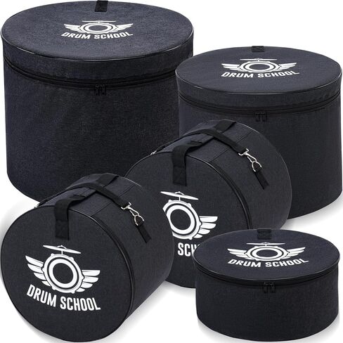 Drum Bags Set 5-pcs, Drum Case Thick Padded Drum Carrying BagIncluding 12" Tom Bag, 13" Tom Bag, 14" Snare Drum Bag, 16" Floor Tom Bag, 22" Bass Drum Case (Standard) in Saudi Arabia
