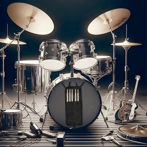Portable Drum Stick Bag Drumsticks Bag Hanging Drumstick Holder Bag, Lasting Drum Sticks Bag with Hooks Inside Drumstick Handbag with Handle for Drum Set Mallet and Percussion Sticks in Saudi Arabia