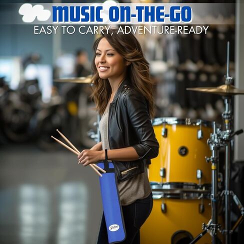 Flexzion Drum Stick Bag قرع الموسيقى طبل الملحقات حالة مع هوك، حامل بطاقة، حزام الكتف قابل للتعديل تحمل مقبض 4 أزواج طفل العصي طبل حامل حقيبة مقاومة للماء النسيج، متقلب in Kuwait