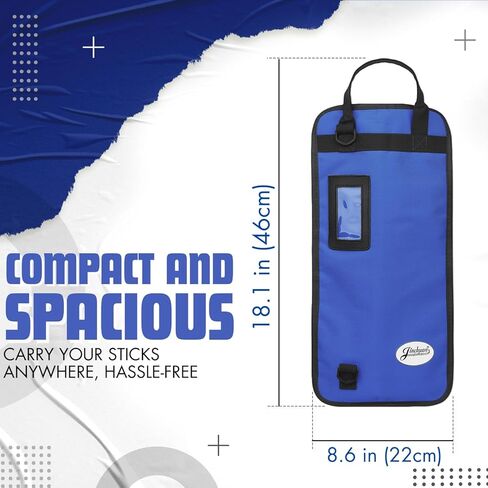 Flexzion Drum Stick Bag قرع الموسيقى طبل الملحقات حالة مع هوك، حامل بطاقة، حزام الكتف قابل للتعديل تحمل مقبض 4 أزواج طفل العصي طبل حامل حقيبة مقاومة للماء النسيج، متقلب in Kuwait