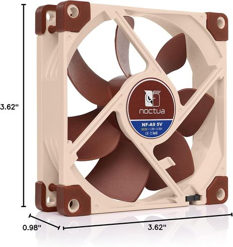 Noctua NF-A9 5V, Premium Quiet Fan with USB Power Adaptor Cable, 3-Pin, 5V Version (92mm, Brown) in Saudi Arabia