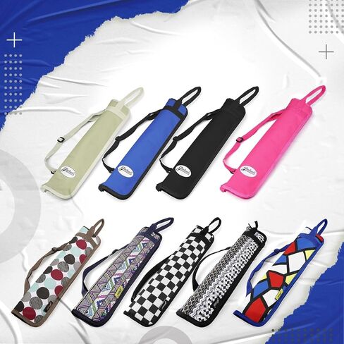 Flexzion Drum Stick Bag قرع الموسيقى طبل الملحقات حالة مع هوك، حامل بطاقة، حزام الكتف قابل للتعديل تحمل مقبض 4 أزواج طفل العصي طبل حامل حقيبة مقاومة للماء النسيج، متقلب in Kuwait