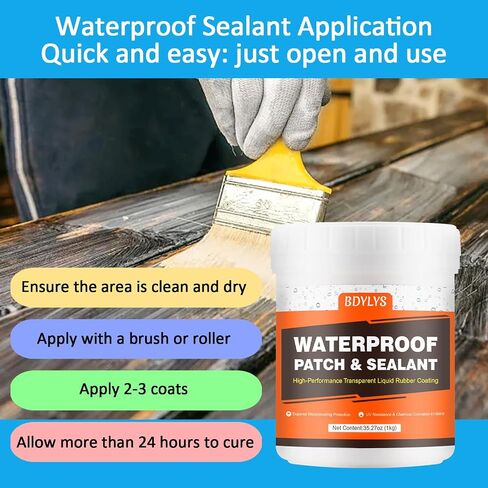 10oz Transparent Waterproof Sealant Liquid | Invisible Leak Repair Adhesive for Roofs, Bathrooms, and Basements | Flex Seal Coating in Saudi Arabia