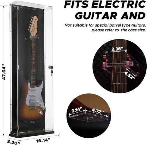 Starfavor Acrylic Electric Guitar Display Case, Wall Mounted, Lockable UV-Protected Guitar Storage Cabinet with LED Lights 7 Colors, Coffin Hard Case for Electric Guitar Bass SGC-001E in Kuwait