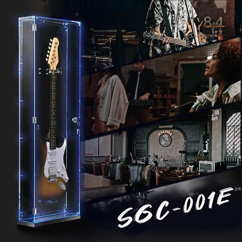 Starfavor Acrylic Electric Guitar Display Case, Wall Mounted, Lockable UV-Protected Guitar Storage Cabinet with LED Lights 7 Colors, Coffin Hard Case for Electric Guitar Bass SGC-001E in Kuwait