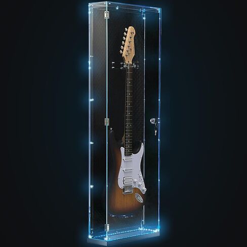 Starfavor Acrylic Electric Guitar Display Case, Wall Mounted, Lockable UV-Protected Guitar Storage Cabinet with LED Lights 7 Colors, Coffin Hard Case for Electric Guitar Bass SGC-001E in Kuwait