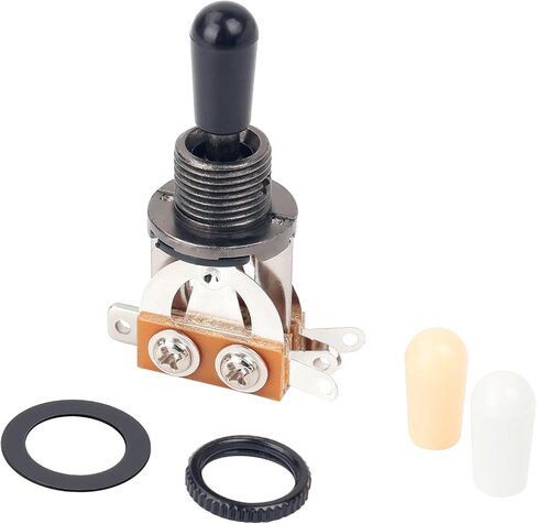 Banworks Metric 3-way Toggle Switch Pickup Selector Switch for Epiphone EPI LP Les Paul Style Guitar JT/DWQ-01 Chrome with Black Tip in Saudi Arabia