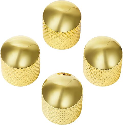 Banworks Electric Guitar Metal Control Knobs Metric 6mm (15/64") Speed Knob Dome Top Knobs Hat 18-Spline for Squier Telecaster Tele Super Strat ST Electric Guitars Pack of 4 JT/XN-05 Golden in Saudi Arabia