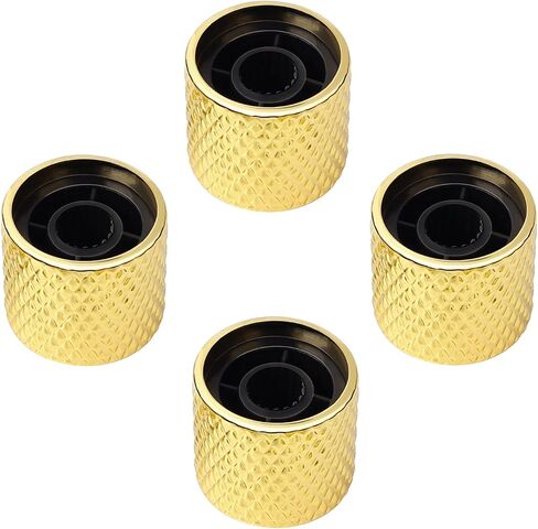 Banworks Electric Guitar Metal Control Knobs Metric 6mm (15/64") Speed Knob Dome Top Knobs Hat 18-Spline for Squier Telecaster Tele Super Strat ST Electric Guitars Pack of 4 JT/XN-05 Golden in Saudi Arabia