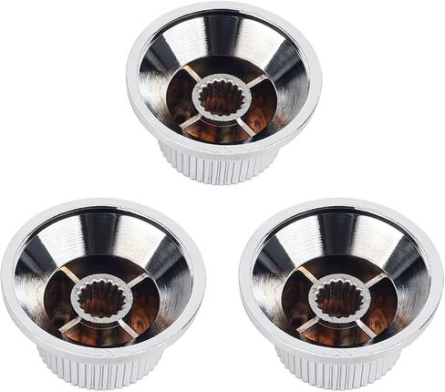 Banworks Electric Guitar Control Knobs 2 Tone and 1 Volume Knobs Speed Knobs Top Hat Metric 6mm (15/64") 18-Spline for Squier Strat Electric Guitars Pack of 3 JT/XN-04 Chrome in Saudi Arabia
