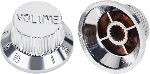 Banworks Electric Guitar Control Knobs 2 Tone and 1 Volume Knobs Speed Knobs Top Hat Metric 6mm (15/64") 18-Spline for Squier Strat Electric Guitars Pack of 3 JT/XN-04 Chrome in Saudi Arabia