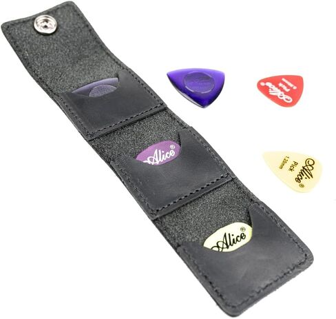 حامل اختيار الجيتار - حافظة جلدية أصلية للقيثارات الصوتية والكهربائية والباس - حقيبة آمنة للالتقاطات - هدية للاعبي الجيتار (أحمر) in Kuwait