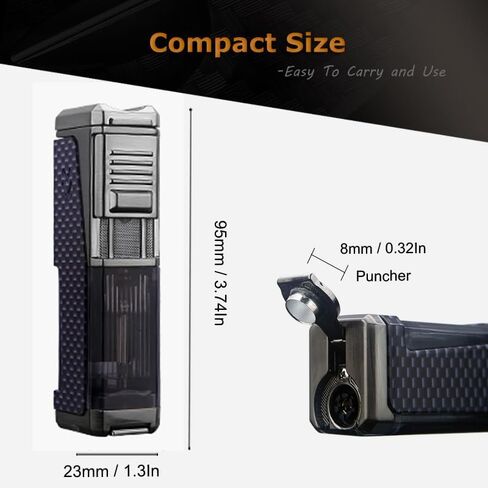 HONEST Four Jet Flame Lighter Torch lighter Refillable Adjustable Windproof Butane Torch Lighter Gift Sets for Men fatherday Friend Dad Gifts (Wood Brown) in Saudi Arabia