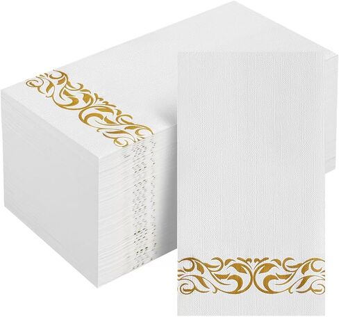 CHEFCAT 200PCS Premium Disposable Paper Napkins Everyday 3Ply Guest Towels Dinner Napkins Party Napkins Wedding Napkins Soft, for Kitchen,Bathroom, Party (White) in Saudi Arabia