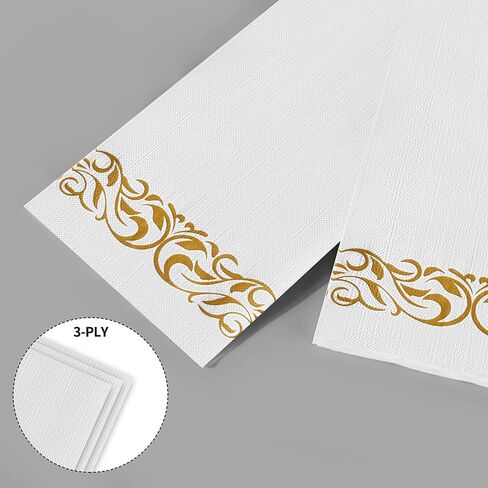 CHEFCAT 200PCS Premium Disposable Paper Napkins Everyday 3Ply Guest Towels Dinner Napkins Party Napkins Wedding Napkins Soft, for Kitchen,Bathroom, Party (White) in Saudi Arabia