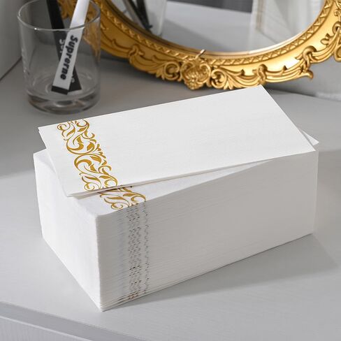 CHEFCAT 200PCS Premium Disposable Paper Napkins Everyday 3Ply Guest Towels Dinner Napkins Party Napkins Wedding Napkins Soft, for Kitchen,Bathroom, Party (White) in Saudi Arabia