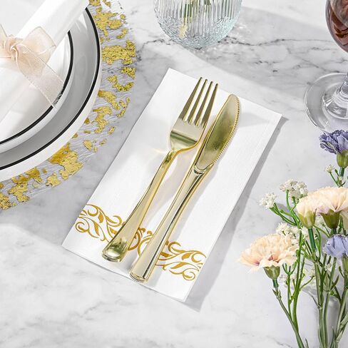 CHEFCAT 200PCS Premium Disposable Paper Napkins Everyday 3Ply Guest Towels Dinner Napkins Party Napkins Wedding Napkins Soft, for Kitchen,Bathroom, Party (White) in Saudi Arabia