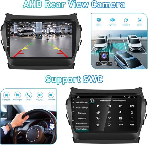 Roinvou 8 Cores 4+64G Android Radio Upgrade for Hyundai Santa Fe 2013-2017, 9'' HD Touchscreen with Wireless CarPlay Android Auto GPS Navigation WiFi Backup Camera Mirror Link Bluetooth Mic FM RDS in Kuwait