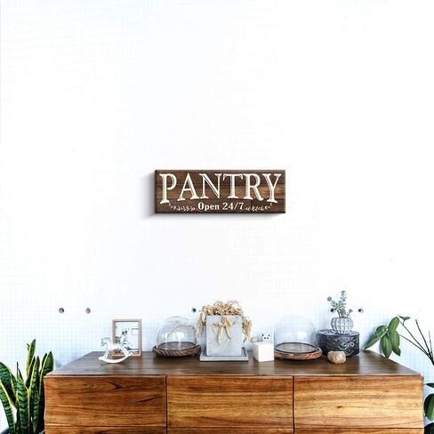 Pantry Sign Rustic Wood Color Canvas Wall art Print Sign 5.5x16.5 (Pantry, Brown) in Saudi Arabia