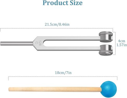 128Hz Tuning Fork,Aluminum Alloy Tuning Fork With Accurate Frequency, with Silicone Hammer and Storage Bag,Suitable For Sound Therapy,Yoga,Meditation,And Relaxation in Kuwait