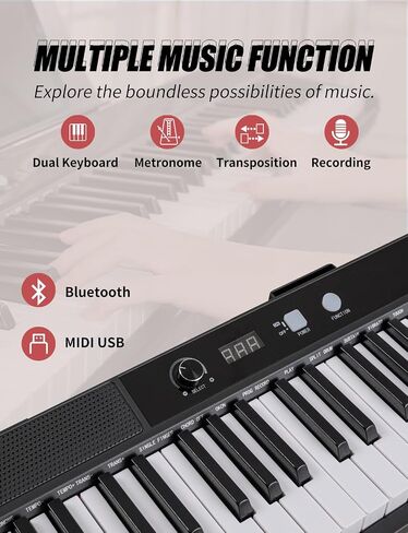 88 Key Semi-weighted Electronic Keyboard Piano,Full Size Digital Piano Portable Keyboard with Stand, Sustain Pedal, Power Supply，MIDI/USB/MP3 Function for Beginners at Home/Stage（Black） in Saudi Arabia
