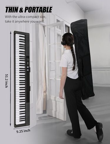 88 Key Semi-weighted Electronic Keyboard Piano,Full Size Digital Piano Portable Keyboard with Stand, Sustain Pedal, Power Supply，MIDI/USB/MP3 Function for Beginners at Home/Stage（Black） in Saudi Arabia