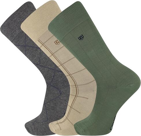 جوارب كلاسيكية للرجال من Chaps - مجموعة من 3 أزواج بتصميمات بنمط وألوان ثابتة in Kuwait