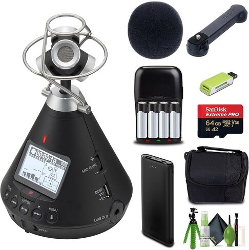 Zoom H3-VR 360° Audio Recorder, Records Ambisonics, Binaural, and Stereo, Records to SD Card, Wireless Control, for VR & Surround Sound Video, Music, and Streaming Bundle with Accessories in Saudi Arabia