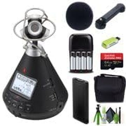 Zoom H3-VR 360° Audio Recorder, Records Ambisonics, Binaural, and Stereo, Records to SD Card, Wireless Control, for VR & Surround Sound Video, Music, and Streaming Bundle with Accessories in Saudi Arabia