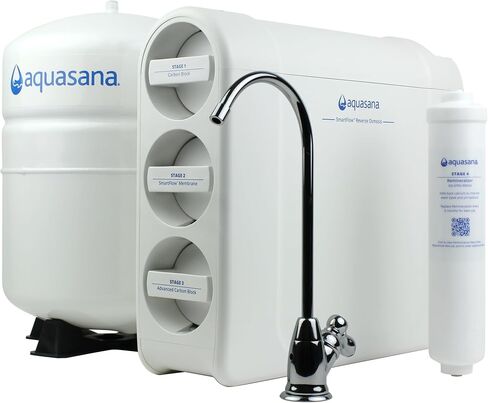 Aquasana SmartFlow™ Reverse Osmosis Water Filter System - High-Efficiency Under Sink RO Removes up to 99.99% of 90 Contaminants, Including Fluoride, Arsenic, Chlorine, and Lead - No Faucet in Saudi Arabia