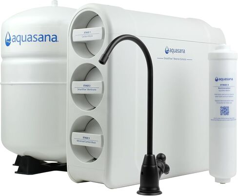 Aquasana SmartFlow™ Reverse Osmosis Water Filter System - High-Efficiency Under Sink RO Removes up to 99.99% of 90 Contaminants, Including Fluoride, Arsenic, Chlorine, and Lead - No Faucet in Saudi Arabia