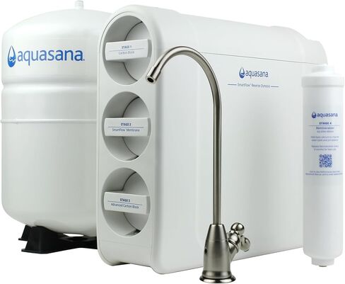 Aquasana SmartFlow™ Reverse Osmosis Water Filter System - High-Efficiency Under Sink RO Removes up to 99.99% of 90 Contaminants, Including Fluoride, Arsenic, Chlorine, and Lead - No Faucet in Saudi Arabia