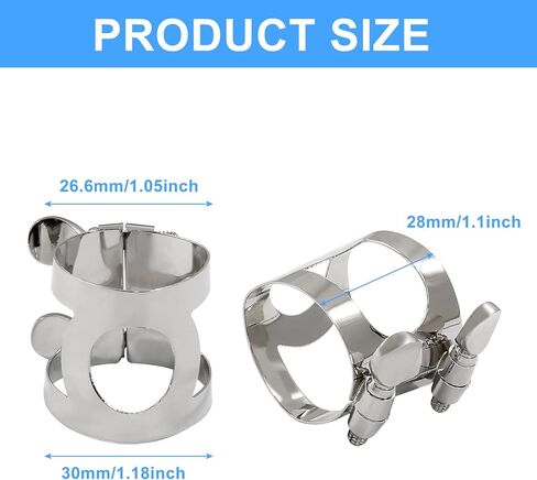 2 Pack Alto Sax Ligature Silver Alto Saxophone Mouthpiece Ligature Clarinet Ligature Bb flat with Adjustable Screws Clarinet Mouthpiece Ligature for Sax Mouthpiece Instrument in Saudi Arabia