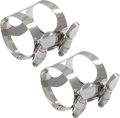 2 Pack Alto Sax Ligature Silver Alto Saxophone Mouthpiece Ligature Clarinet Ligature Bb flat with Adjustable Screws Clarinet Mouthpiece Ligature for Sax Mouthpiece Instrument in Saudi Arabia