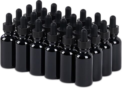 48 Pcs, 1oz Glass Dropper Bottle, Leakproof Tincture Bottles with Dropper, Black Reusable Eye Dropper Bottle for All Kinds of Liquids (Black,1oz-48pcs) in Saudi Arabia