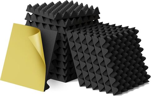6 عبوات من الفوم الصوتي مقاس 1.5 × 12 × 12 بوصة، ورغوة قفص البيض المقاومة للصوت (معظم التصميمات العازلة للصوت)، وألواح صوتية مطورة، وألواح إسفنجية مقاومة للصوت مقاومة للحريق للجدران والأبواب ورغوة الصوت المصنوعة من شركة WVOVW in Kuwait