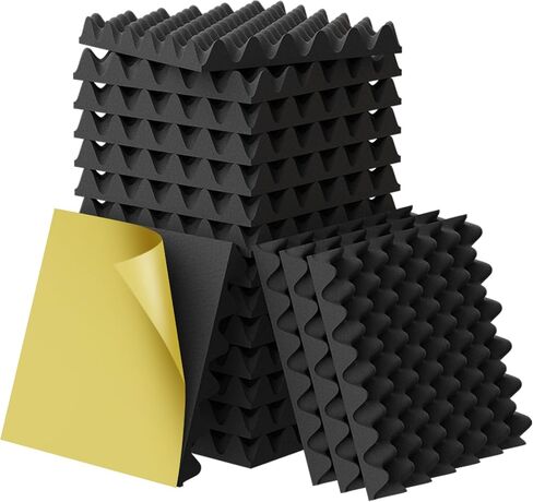 6 عبوات من الفوم الصوتي مقاس 1.5 × 12 × 12 بوصة، ورغوة قفص البيض المقاومة للصوت (معظم التصميمات العازلة للصوت)، وألواح صوتية مطورة، وألواح إسفنجية مقاومة للصوت مقاومة للحريق للجدران والأبواب ورغوة الصوت المصنوعة من شركة WVOVW in Kuwait