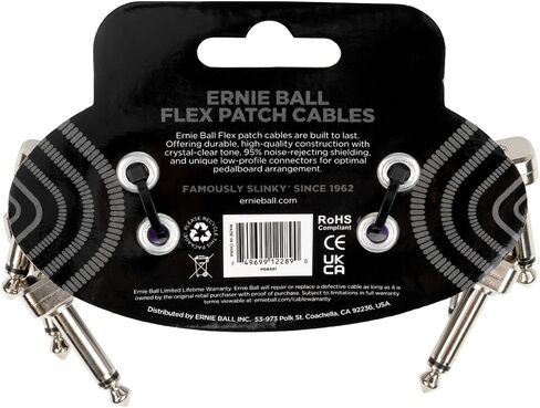 Ernie Ball Flex Patch Cable 18in - Black - Single in Saudi Arabia