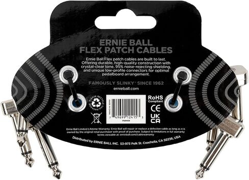 Ernie Ball Flex Patch Cable 18in - Black - Single in Saudi Arabia