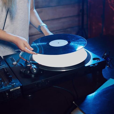Turntable Platter Mat White Acrylic Turntable Mat, Anti Static Vinyl Record Player Vibration Dampening Felt Acrylic Record Player Platter Vinyl Slip Mats for Turntables Antistatic Tighter & Defined Ba in Saudi Arabia