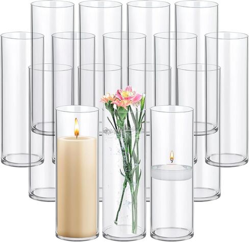 Glass Cylinder Vases for Centerpieces, Flower Vases Wedding Decorations, 16 Inch Tall Glass Hurricane Candle Holder for Table Shelf, Floral Vase Bulk for Home Decor in Saudi Arabia