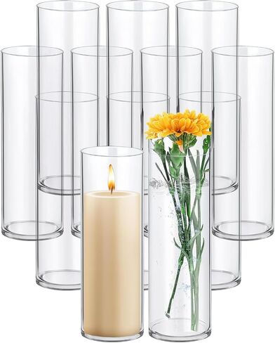 Glass Cylinder Vases for Centerpieces, Flower Vases Wedding Decorations, 16 Inch Tall Glass Hurricane Candle Holder for Table Shelf, Floral Vase Bulk for Home Decor in Saudi Arabia