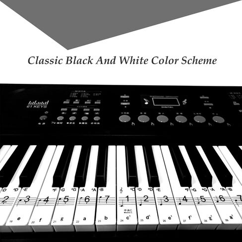 Piano Keyboard Stickers for 88/61/54/49 Key, Removable with Numbers for Beginner Piano Key Stickers for Great Children's Gift-Black in Saudi Arabia